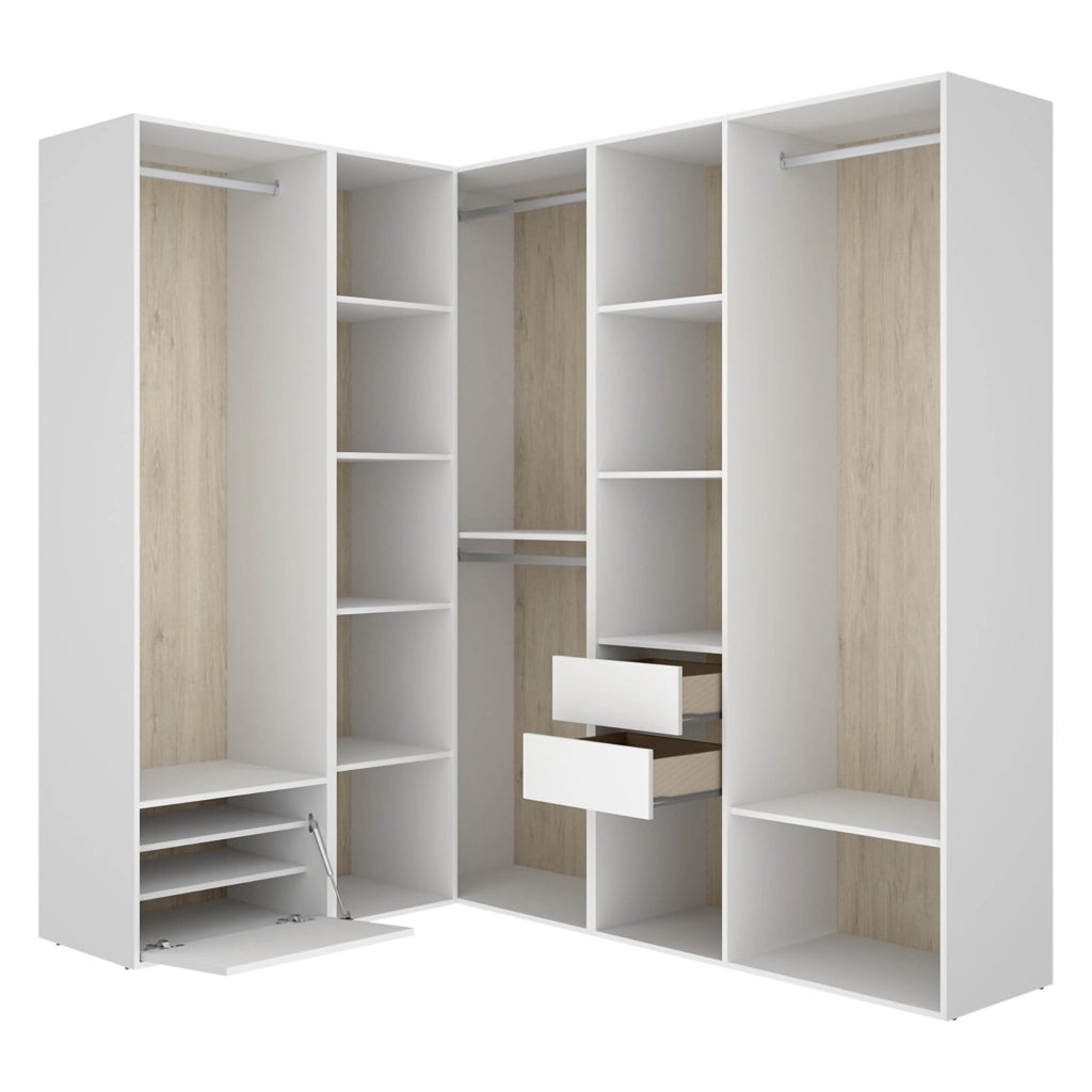 Armadio Camera da Letto Atwood, Guardaroba Grande Modulabile, 186x205h cm Bianco