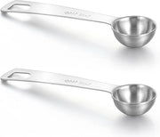 Lepeli metallici da dosaggio 5 ml con lunghe mani in acciaio inossidabile - cucchiaio cucchiaio per caffè tè a secchiello proteine spezie - 2 pezzi .