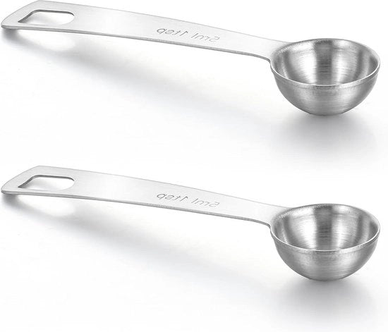 Lepeli metallici da dosaggio 5 ml con lunghe mani in acciaio inossidabile - cucchiaio cucchiaio per caffè tè a secchiello proteine spezie - 2 pezzi .