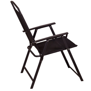 Set da Pranzo 6 Pezzi per Giardino Patio Tavolo Piano in Vetro con Ombrellone e 4 Sedie Pieghevoli Nero