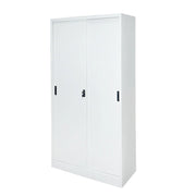 Armadio metallico con 2 ante scorrevoli sicure e 4 ripiani 1900x900x400mm.