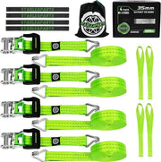 Set di 4 Cinture di Legatura Professionali 6 m x 35 mm per Autotrasporti 2000 kg