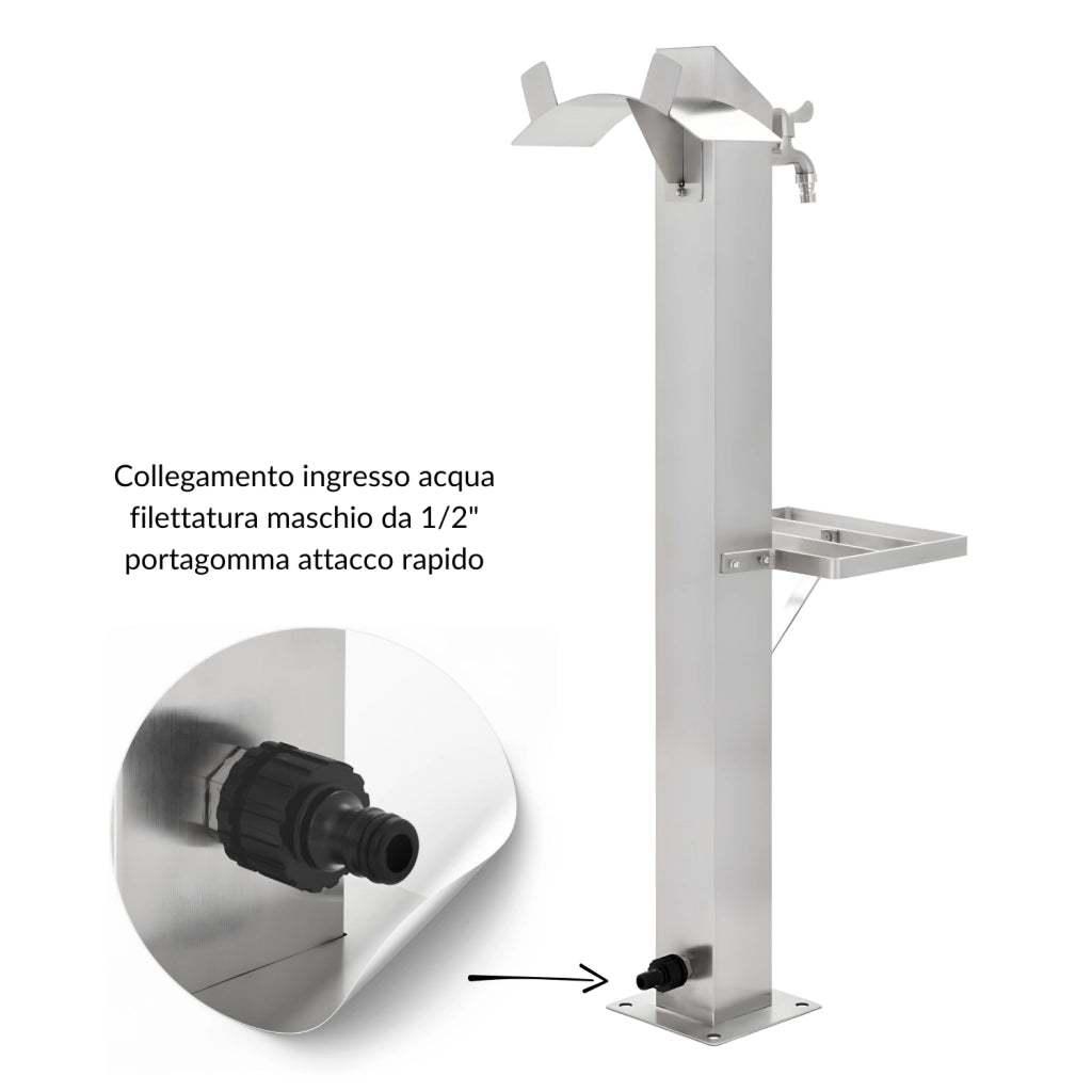 Fontana da giardino a colonna esterno in acciaio inox con cover impermeabile *** modello magnolia, confezione 1