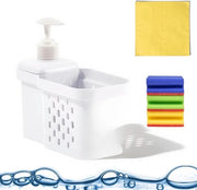 Organizzatore per la vaschetta con spugna abrasiva e asciugamano - dispensatore di sapone - asciugamano per vaschetta - contenitore per asciugamano da cucina