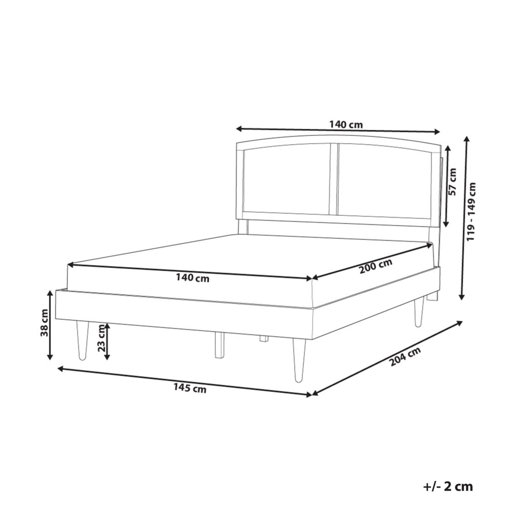 Letto in legno di gomma chiaro UE matrimoniale con LED 140 x200 cm con testiera a doghe Stile rustico minimalista