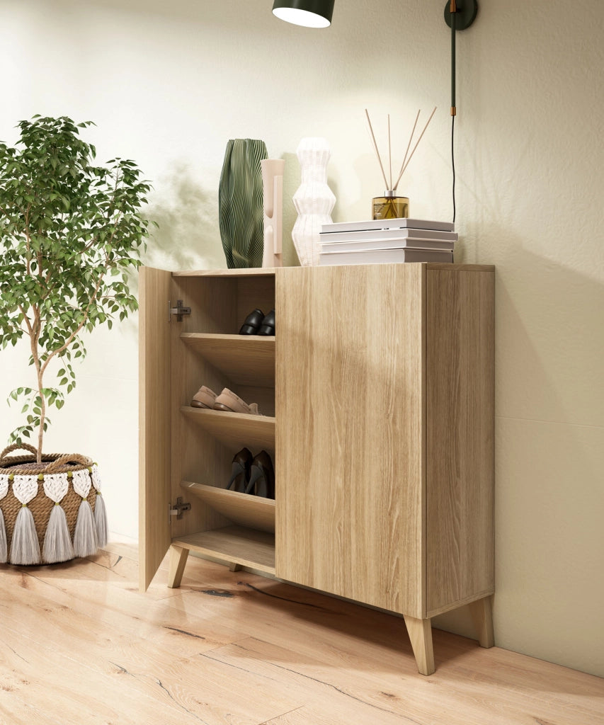 Scarpiera Herdasa effetto rovere gambe rovere 87x90x27