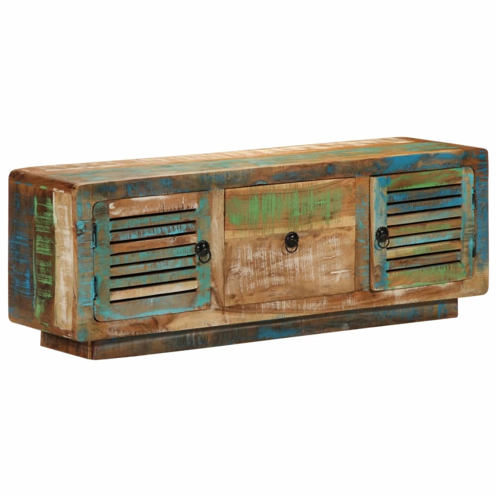 Mobile TV multimediale scaffale TV mobile TV sala da pranzo soggiorno camera da letto 110 x 30 x 40 cm legno massello di recupero marrone 02_0025733
