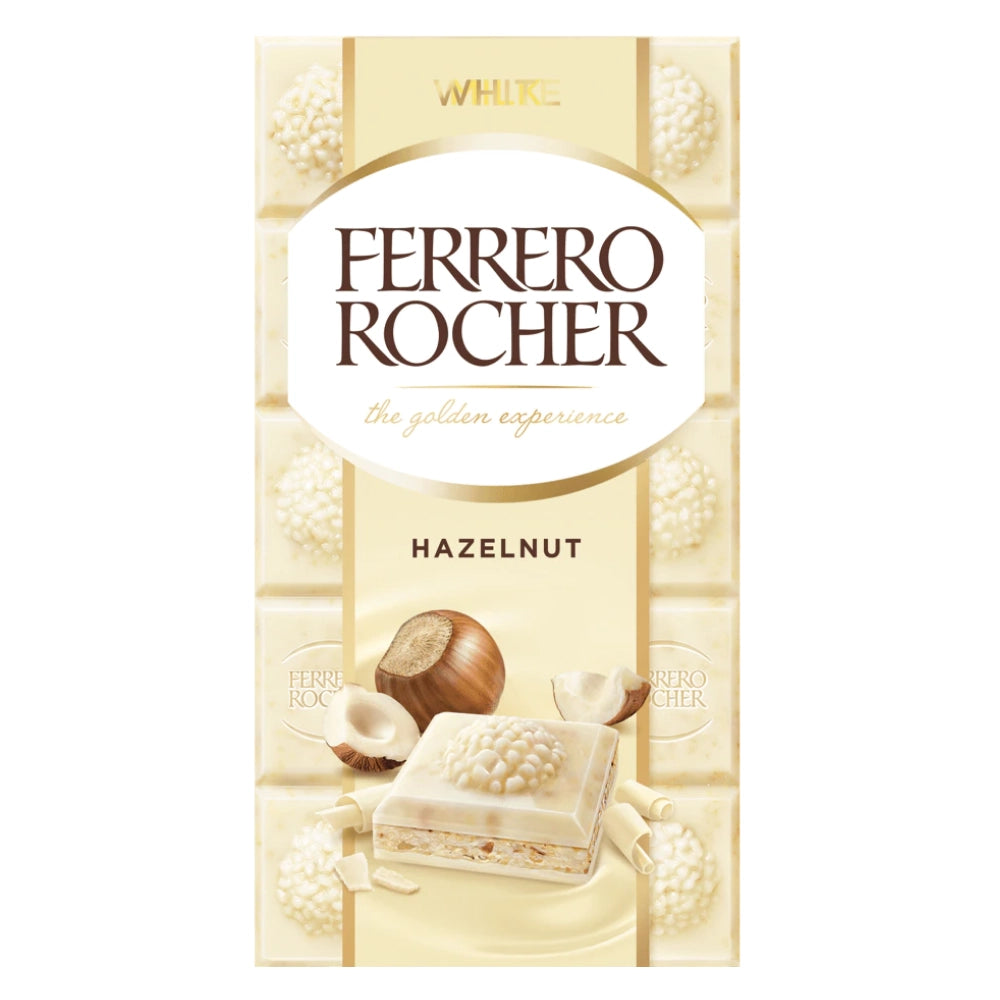 Ferrero rocher original tavoletta di cioccolato bianco con nocciole da 90 grammi