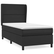 Letto singolo | Letto per adulti | Giroletto a Molle con Materasso Nero 90x190 cm in Similpelle