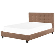 Letto imbottito tessuto marrone rete a doghe testiera trapuntata 180 x 200 cm