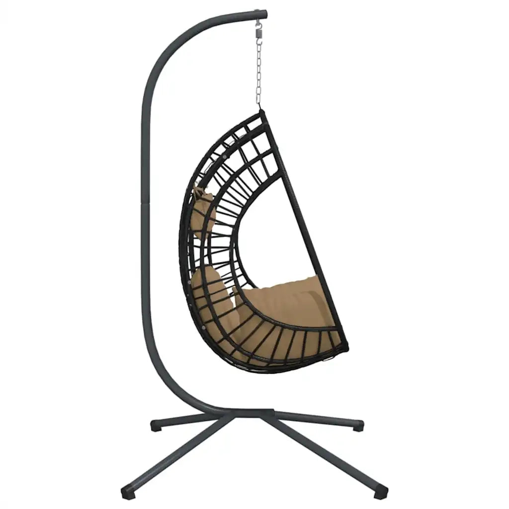 Sedia a Uovo Sospesa con Supporto Tortora Polyrattan e Acciaio CFW5926742
