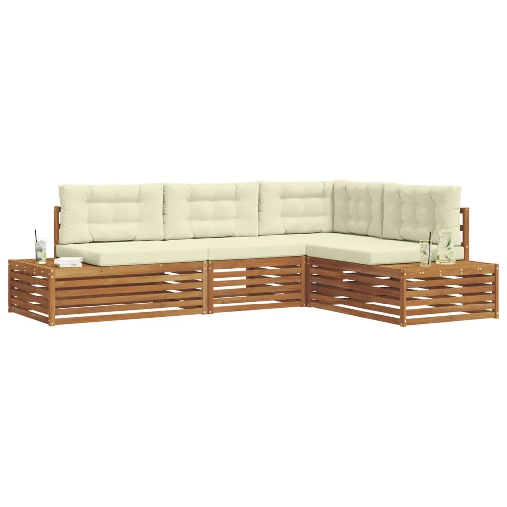Set di divani da esterno con cuscino 4 Pezzo Naturale e Crema 3374090