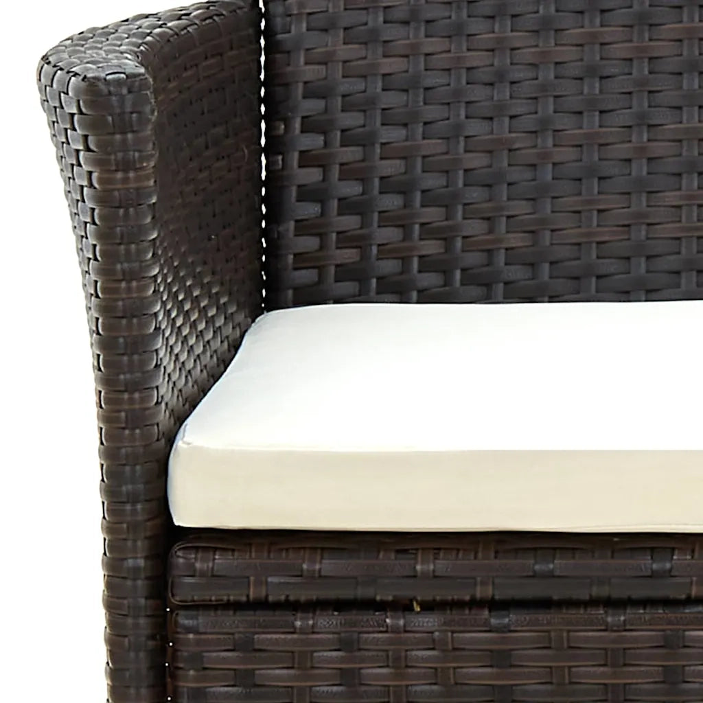 Set Mobili da Giardino 5 pz con Cuscini in Polyrattan Marrone 3094819