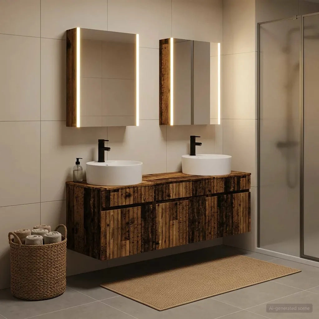 Set di Armadi da Bagno 5 pcs Legno antico 53 x 15,5 x 70 cm 3406613