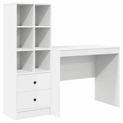 Scrivania | Tavolo da Ufficio con cassetto con lo scaffale 2 pz Bianco