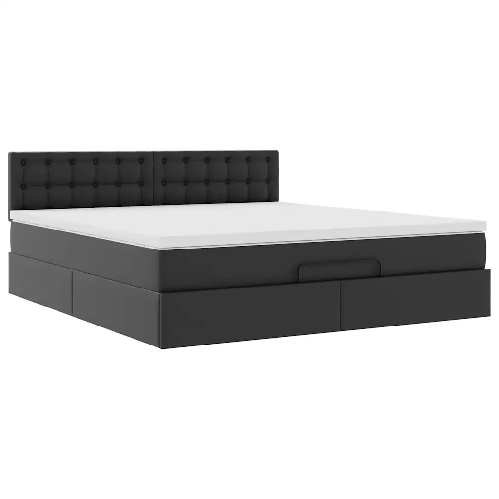 vidaXL Pouf Letto con Materassi e LED Nero 180x200cm Similpelle