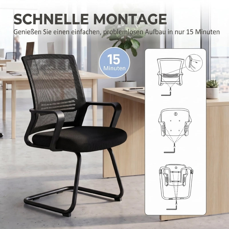 SEDIA Conferenza ergonomica Set da 2 pezzi 58,5x57,5x93 cm Nero Mesh