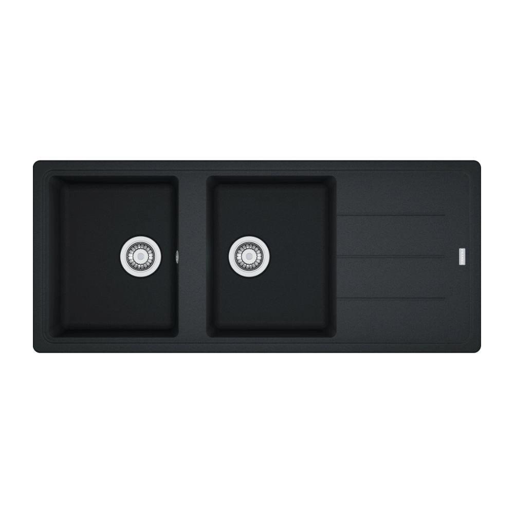 Lavello incasso 2 vasche con gocciolatoio reversibile fragranite nero Franke 116x50 BFG621