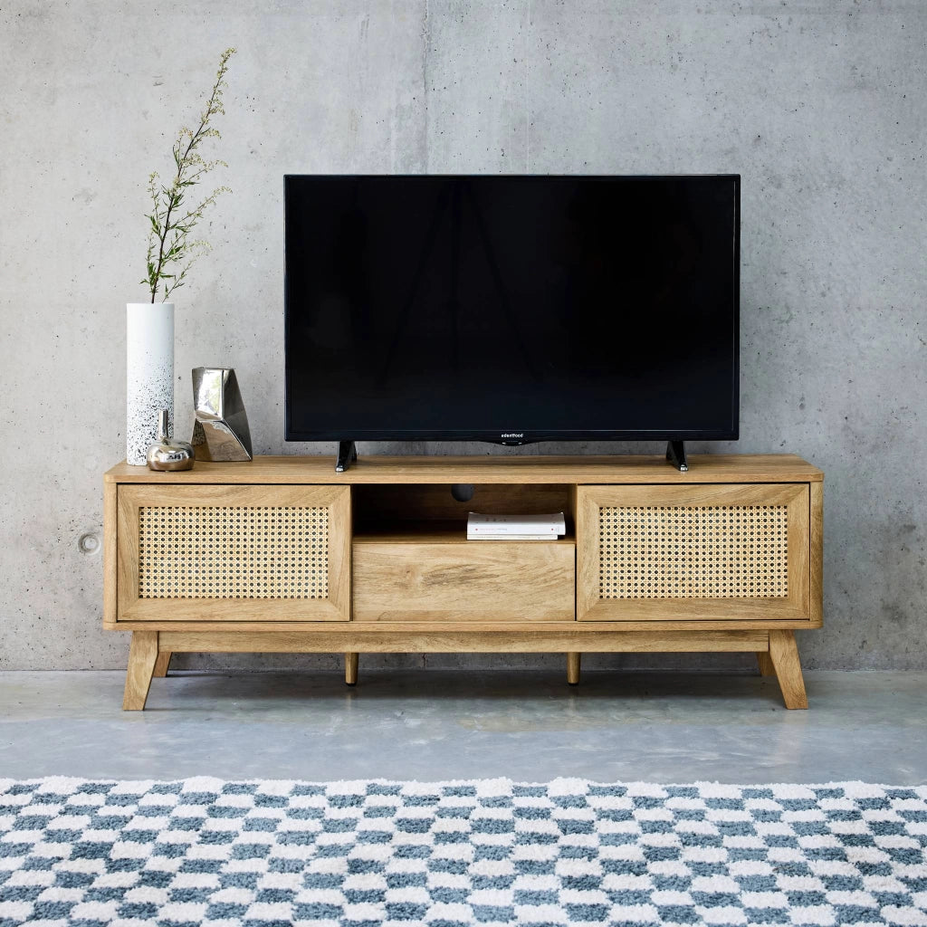 Mobile tv con ante scorrevoli, 150cm, marrone naturale