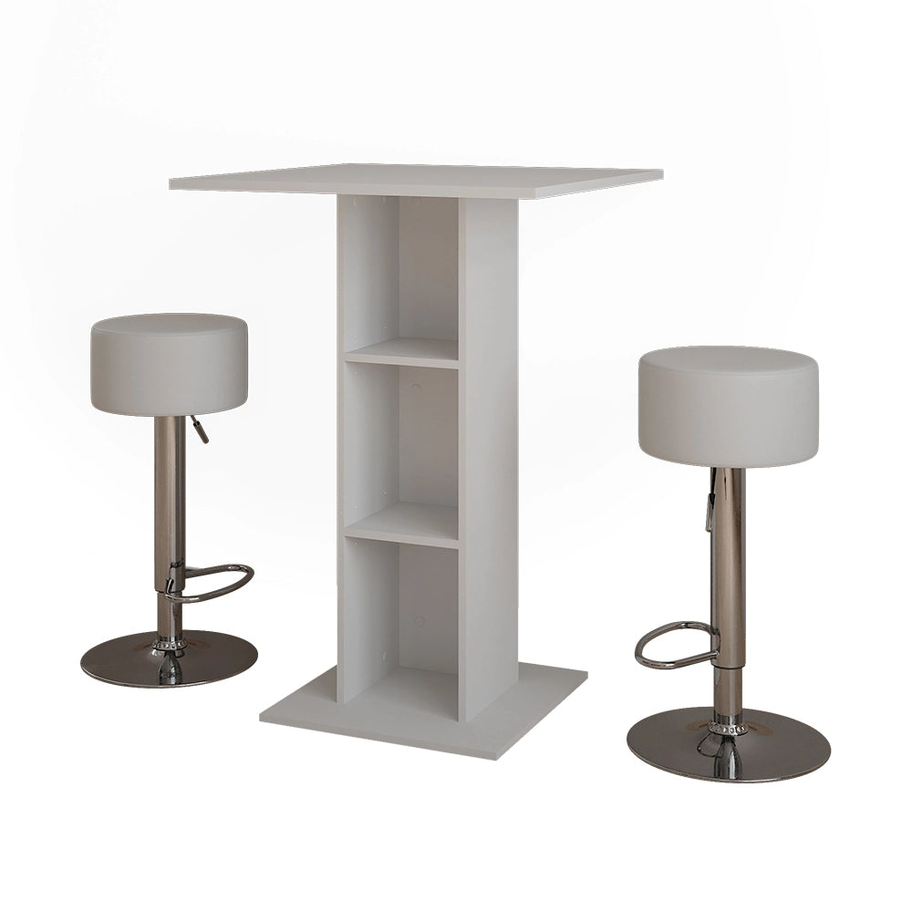 Vicco tavolo bar con sgabelli Bianco 75 x 75 cm con 2 sgabelli da bar