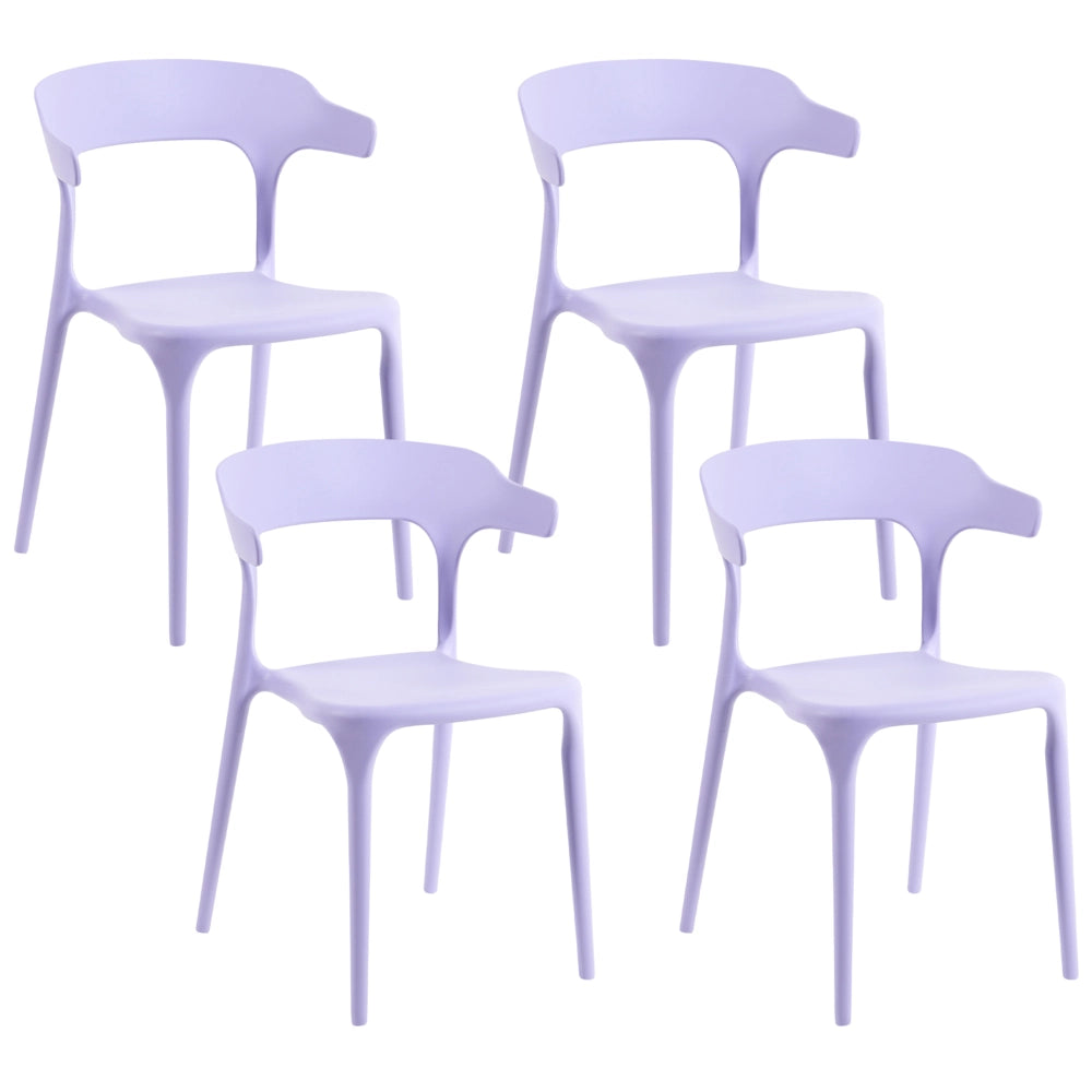 Set di 4 sedie da giardino viola in polipropilene leggero resistente alle intemperie in plastica per interni e per esterni moderno
