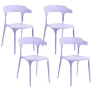Set di 4 sedie da giardino viola in polipropilene leggero resistente alle intemperie in plastica per interni e per esterni moderno