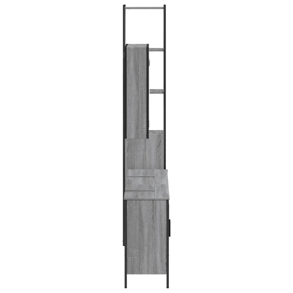 Set Mobili da Bagno | Armadio da bagno 4 pz Grigio Sonoma in Legno Multistrato