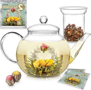 Teiera sicura con uovo tè rimovibile per tè libero - inclusa 2 infusori in fiore - 12 l pentola e macchina per il tè - forno a microonde e piastra elettrica sicura