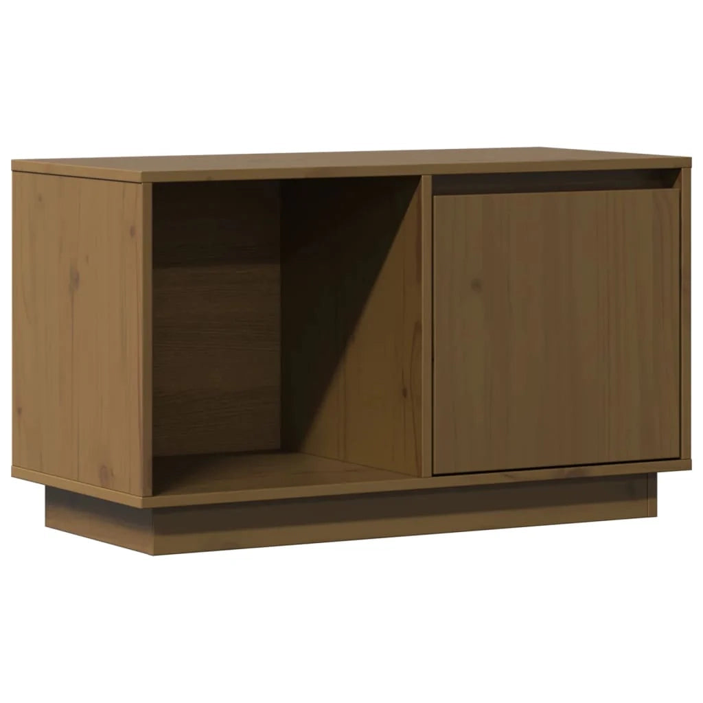 Mobile TV multimediale scaffale TV mobile TV sala da pranzo soggiorno camera da letto color miele 74 x 35 x 44 cm legno di pino massiccio marrone 02_0027717