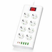 Ciabatta Multifunzione 8 Prese Schuko 5 USB 2500W con Interruttore Protezione IPX0