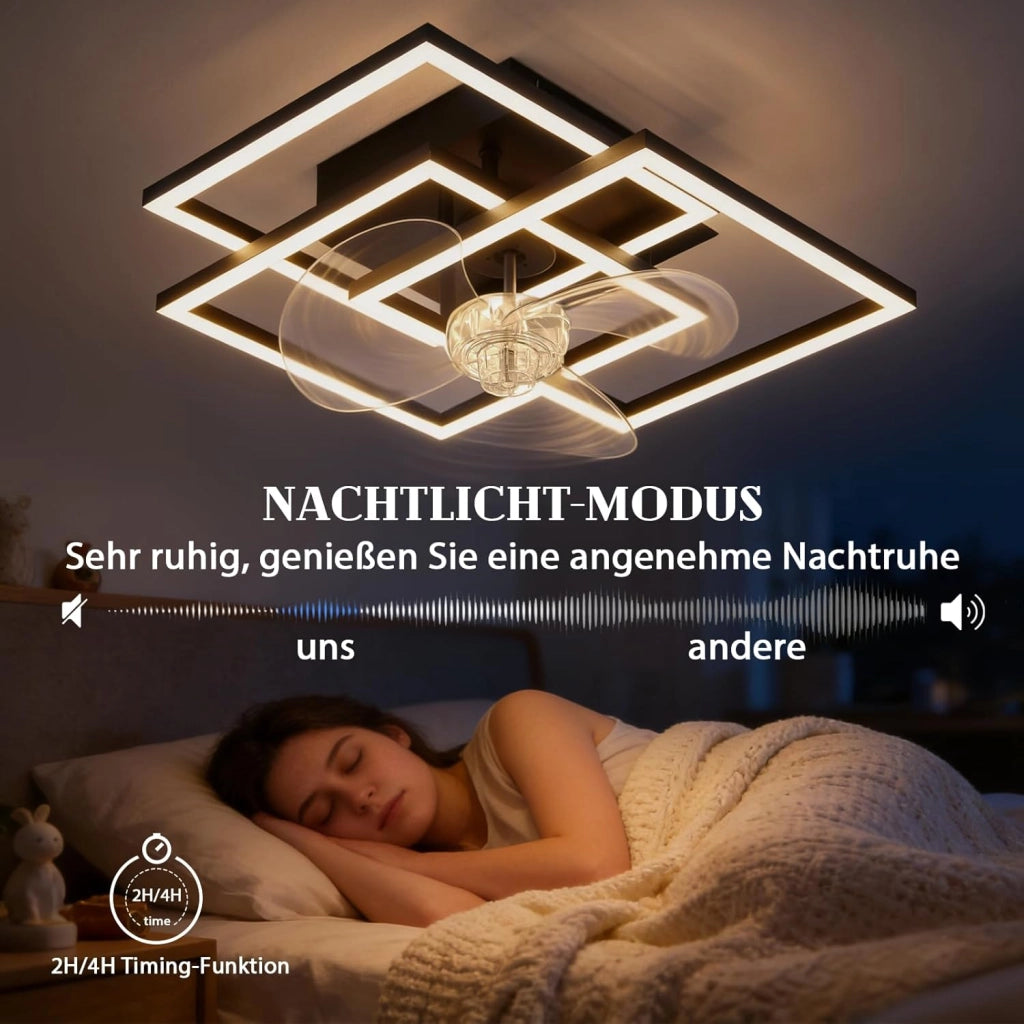 ZMH Ventilatore da Soffitto a LED Nero Moderno Silenzioso con Luce Telecomando Luminosità Regolabile per Soggiorno