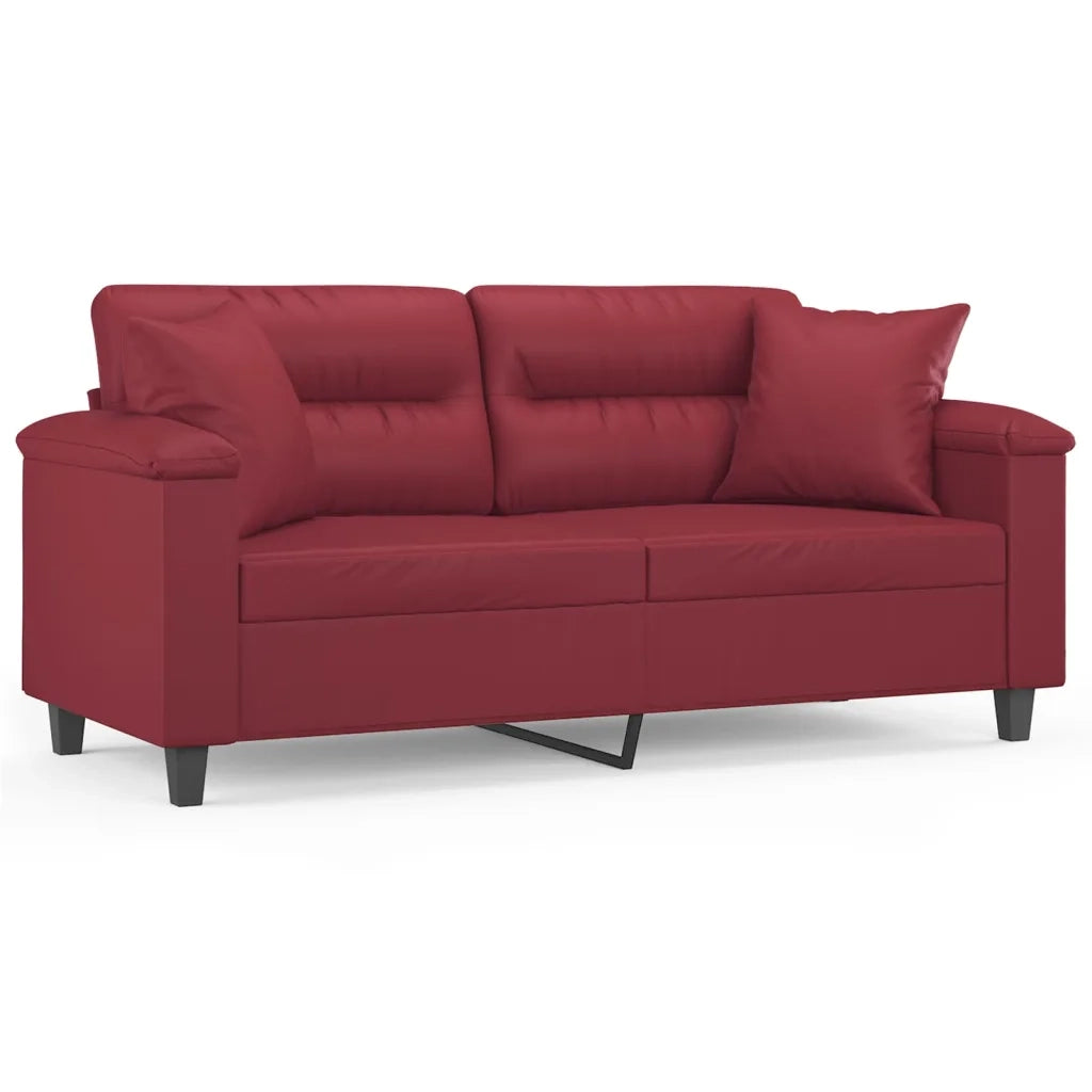 Divano a 2 Posti con Cuscini-Sofa 2 Posti con Cuscini Rosso Vino 140 cm in Similpelle 188716