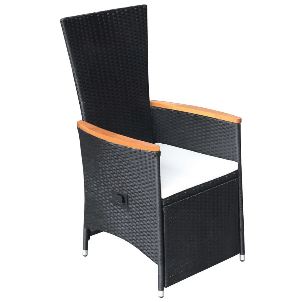 Sedie da Giardino Reclinabili 2 pz | Sedie da Esterno con Cuscini Polyrattan Nero