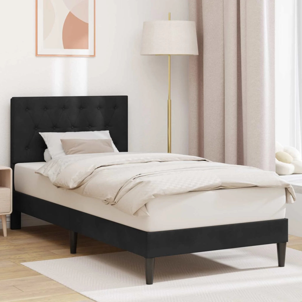 Struttura del letto con testiera Nero 90 x 190 cm Velluto 42027635