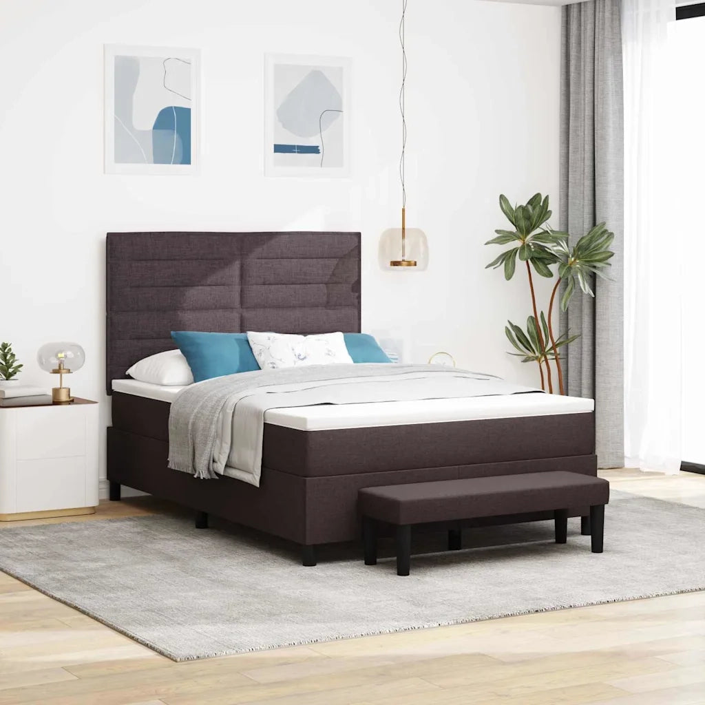 Letto a molle con cuscino Marrone Scuro 140 x 190 cm Tessuto 3343991
