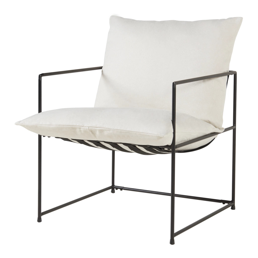 Poltrona Utsjoki con Cuscino Imbottito Sedia Relax 90 x 61 x 70 cm Nero / Beige [en.casa]