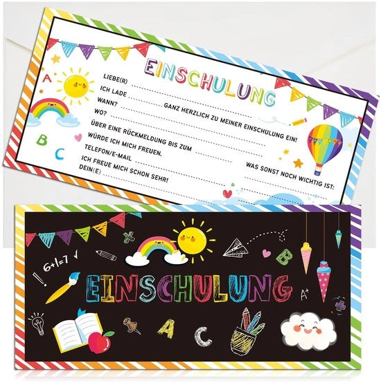 Carte di Invito per Festa di Compleanno 24 pezzi - Invito Festa di Compleanno Bambino - Buste - Prima Giornata di Scuola - Per Ragazzi/Ragazze - Momenti Indimenticabili - Inviti di Festa
