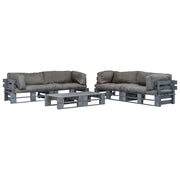 Set Divani da Giardino 6 pz Pallet Cuscini Grigi in Legno cod mxl 40590