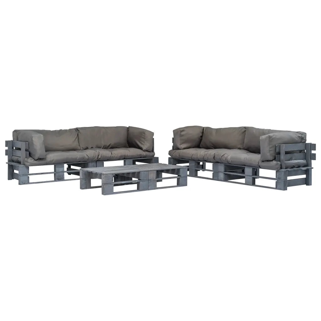 Set Divani da Giardino 6 pz Pallet Cuscini Grigi in Legno cod mxl 40590