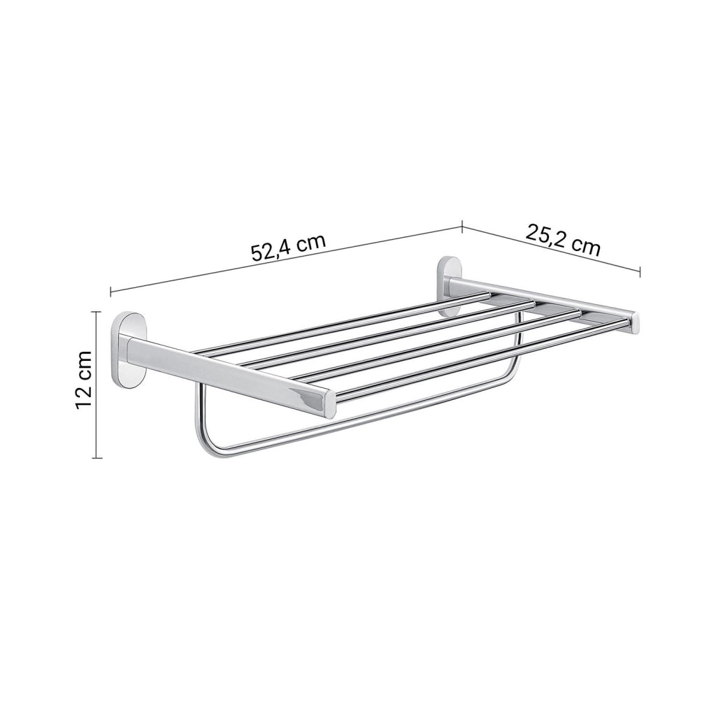 Mensola porta asciugamani doppia da muro in acciaio inox e Cromall 5335 Gedy serie FEBO Cromato