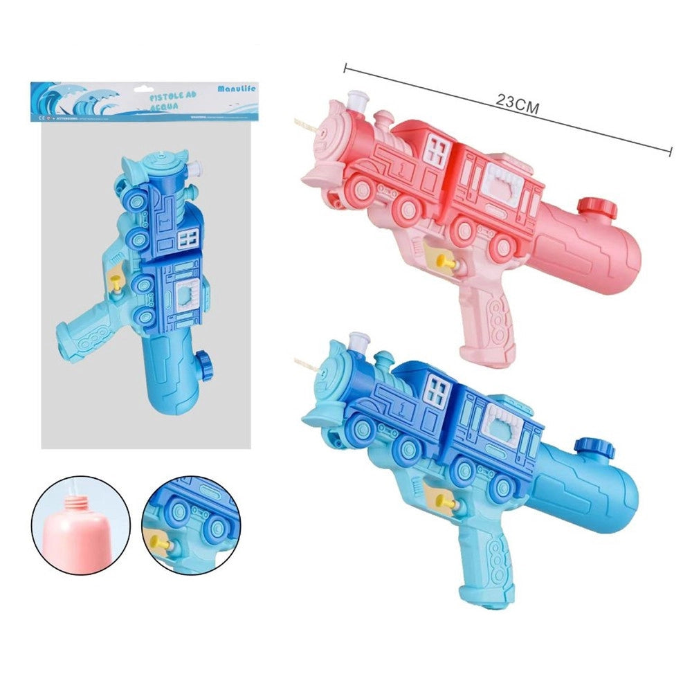 Trade Shop - Pistola Ad Acqua 5183 Design Locomotiva Con Vagone Per Bambini Gioco Estivo 23 Cm 618553 -