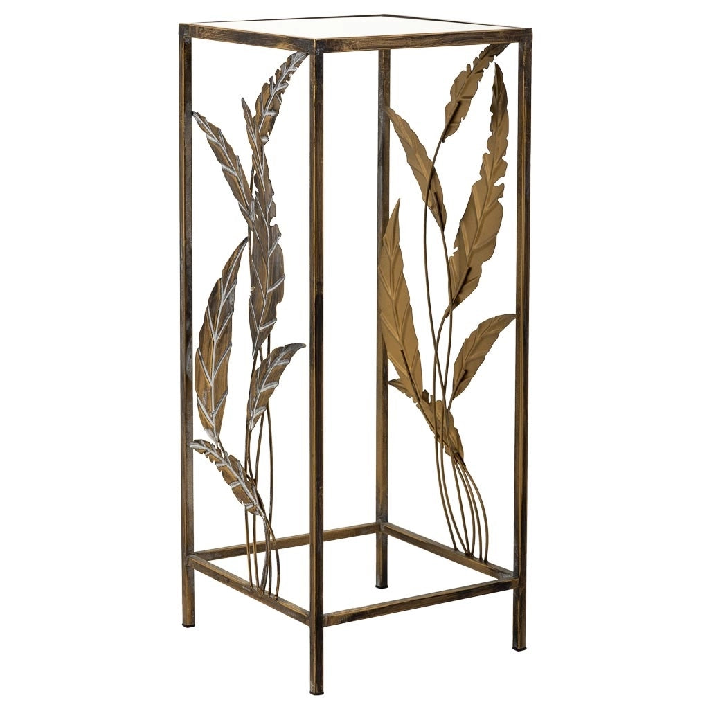 Tavolino angolare in metallo dorato 28x28x69h
