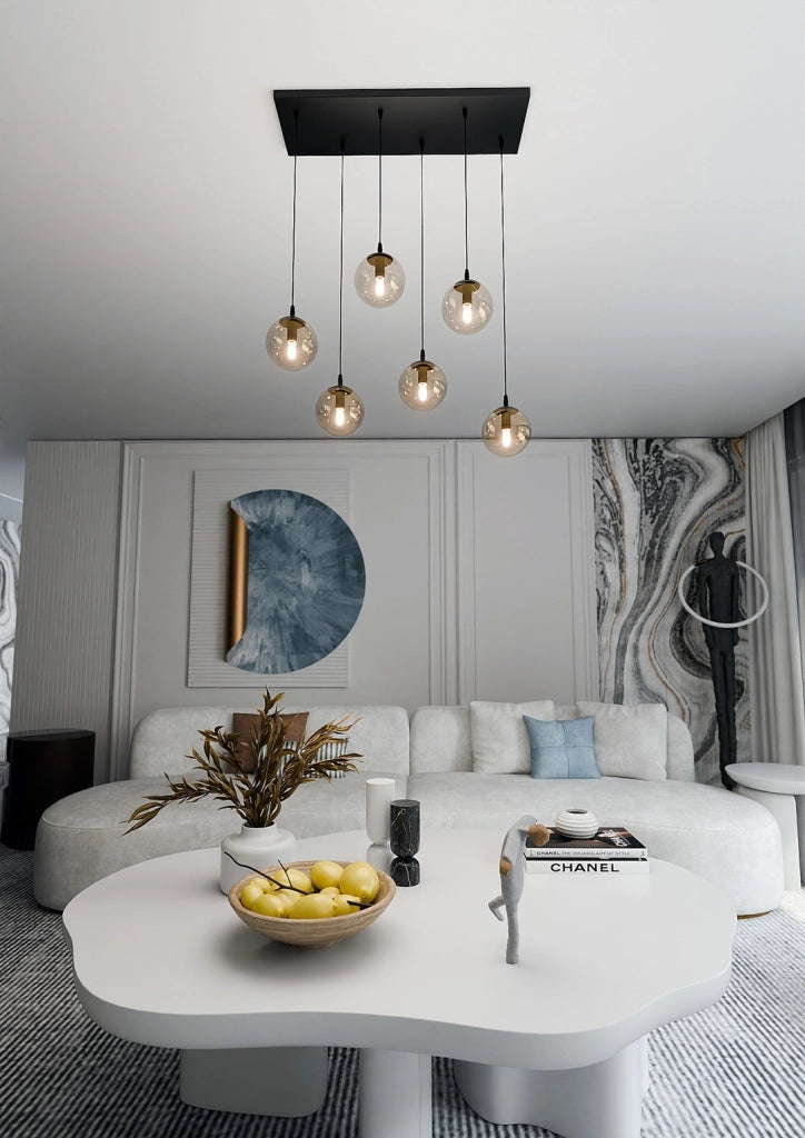 Lampadario Emibig Cosmo 6 6xE14 nero miele vetro metallo