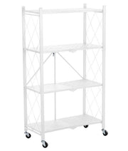 MA MAISON SCAFFALE PIEGHEVOLE 4 RIPIANI BIANCO CON ROTELLE PER SPOSTAMENTO RICHIUDIBILE E RIPONIBILE 125X38X9.5 CM