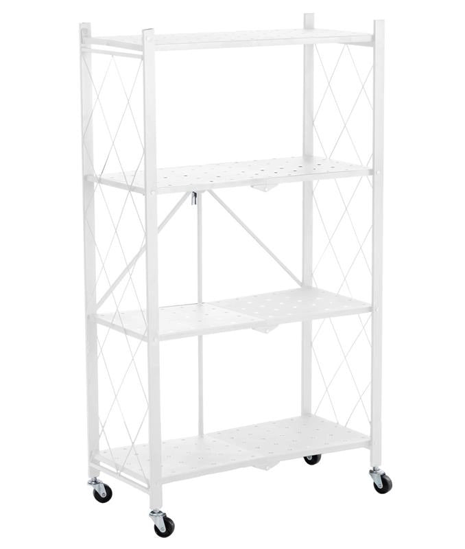 MA MAISON SCAFFALE PIEGHEVOLE 4 RIPIANI BIANCO CON ROTELLE PER SPOSTAMENTO RICHIUDIBILE E RIPONIBILE 125X38X9.5 CM