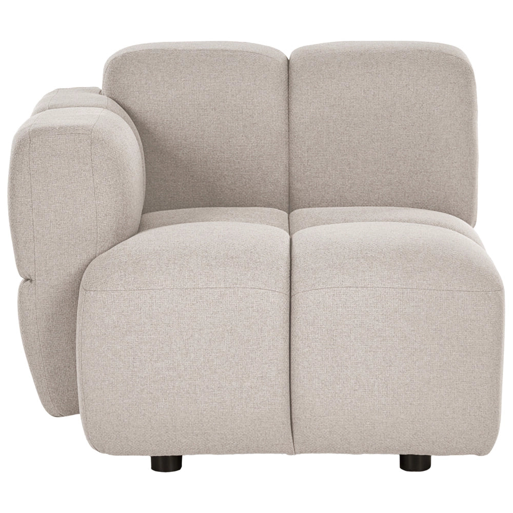 Divano modulare a 2 posti in tessuto beige, divano componibile a due elementi, stile moderno