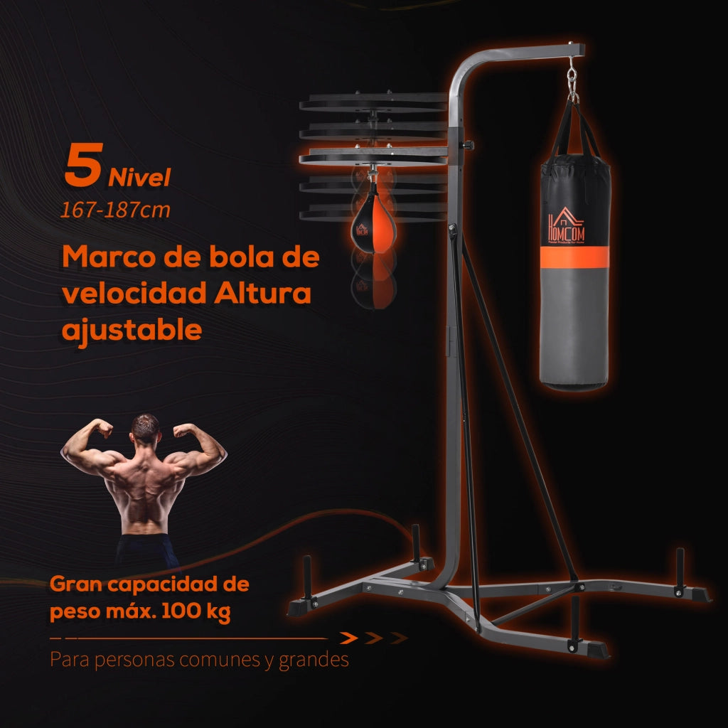 Supporto per Sacco da Boxe con Piedi ¨C zephmum ¨C Nero, Acciaio, con Sacco di Velocit¨¤