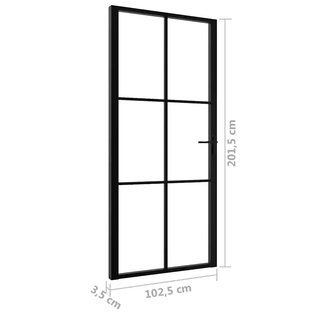 Porta da Interno in Vetro ESG e Alluminio 102,5x201,5 cm Nera cod mxl 78439