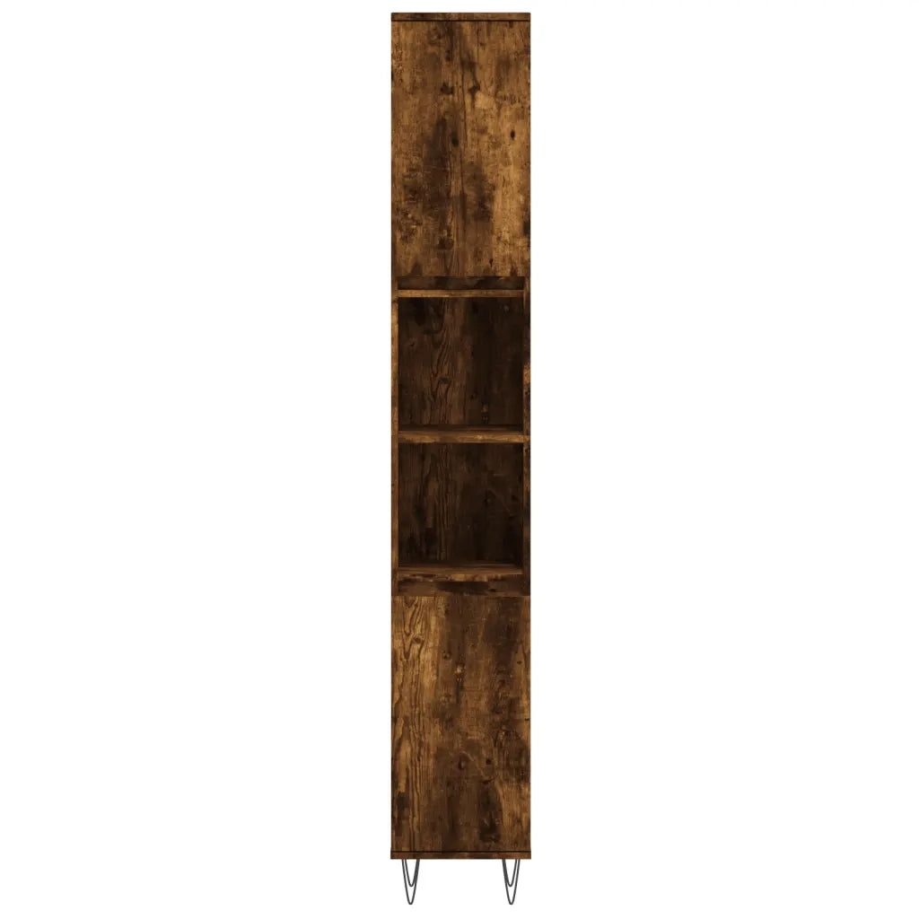 Armadietto Bagno Rovere Fumo 30x30x190 cm in Legno Multistrato 831537