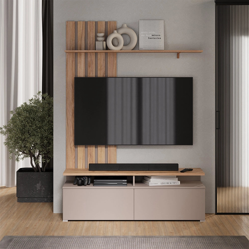 Vicco Parete attrezzata Rovere Goldkraft/Grigio